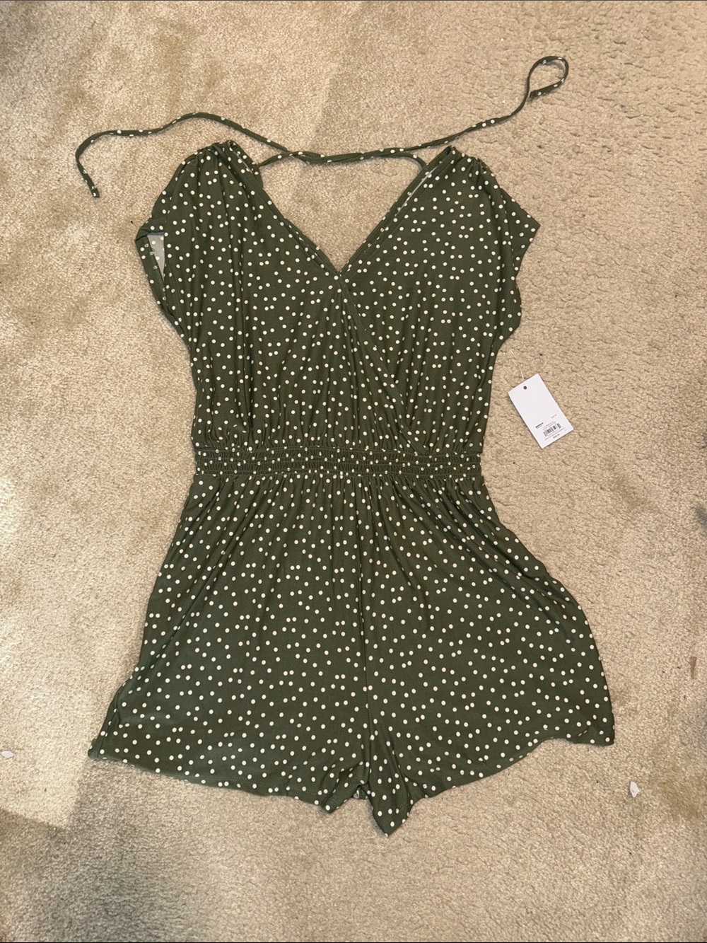 Polka Dot Olive Green women’s Romper size M